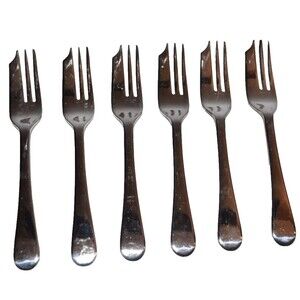 Vtg Sheffield Dessert Forks Set Silver Plated‎ 6pc Plain design